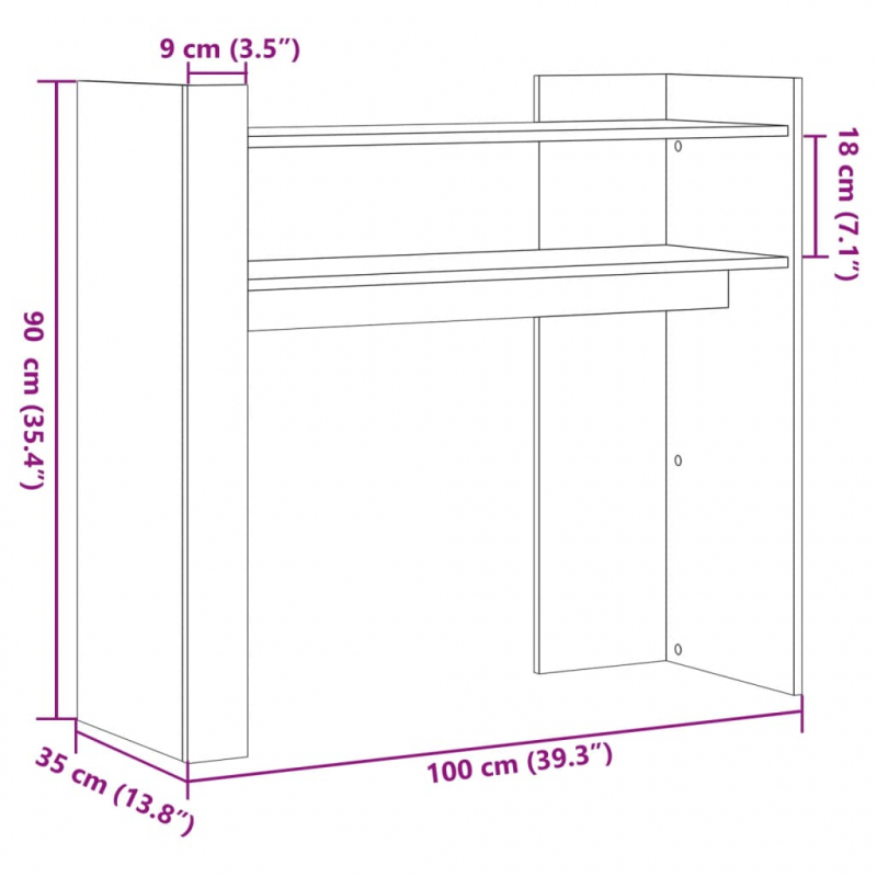 Konsolentisch Räuchereiche 100x35x90 cm Holzwerkstoff