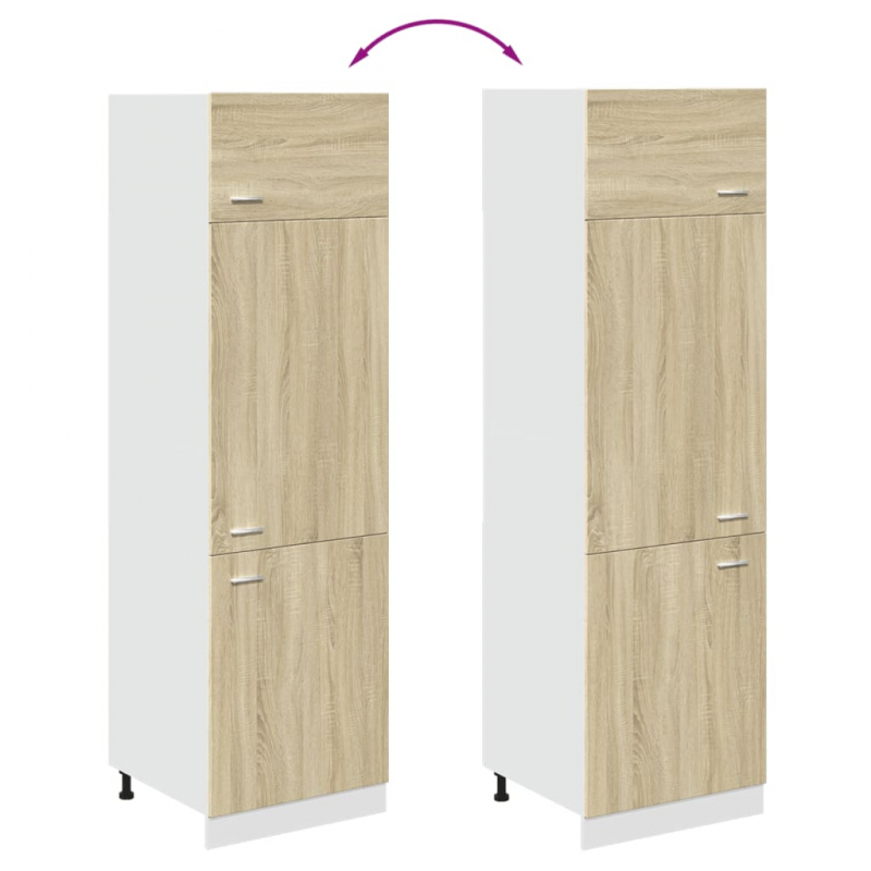 Kühlumbauschrank Lyon Sonoma-Eiche 60x57x207 cm Holzwerkstoff