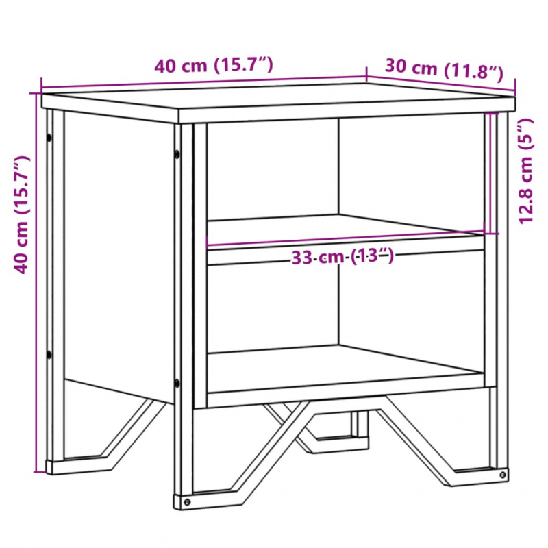 Nachttisch Grau Sonoma 40x30x40 cm Holzwerkstoff