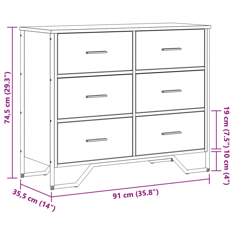 Kommode Räuchereiche 91x35,5x74,5 cm Holzwerkstoff