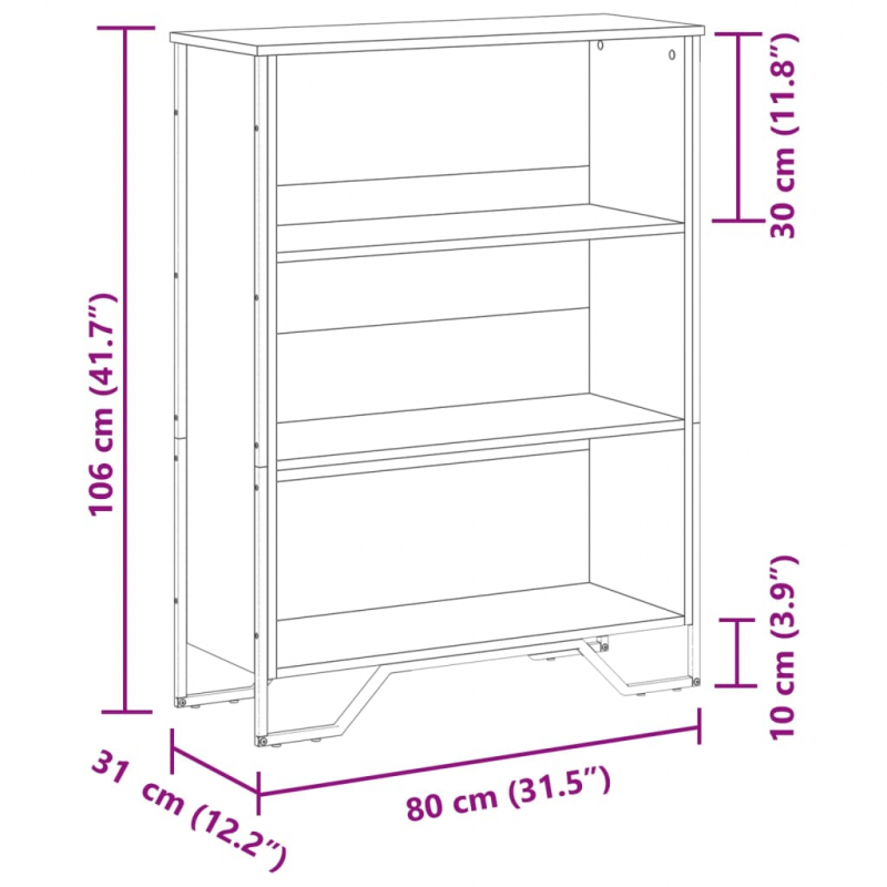 Bücherregal Schwarz 80x31x106 cm Holzwerkstoff