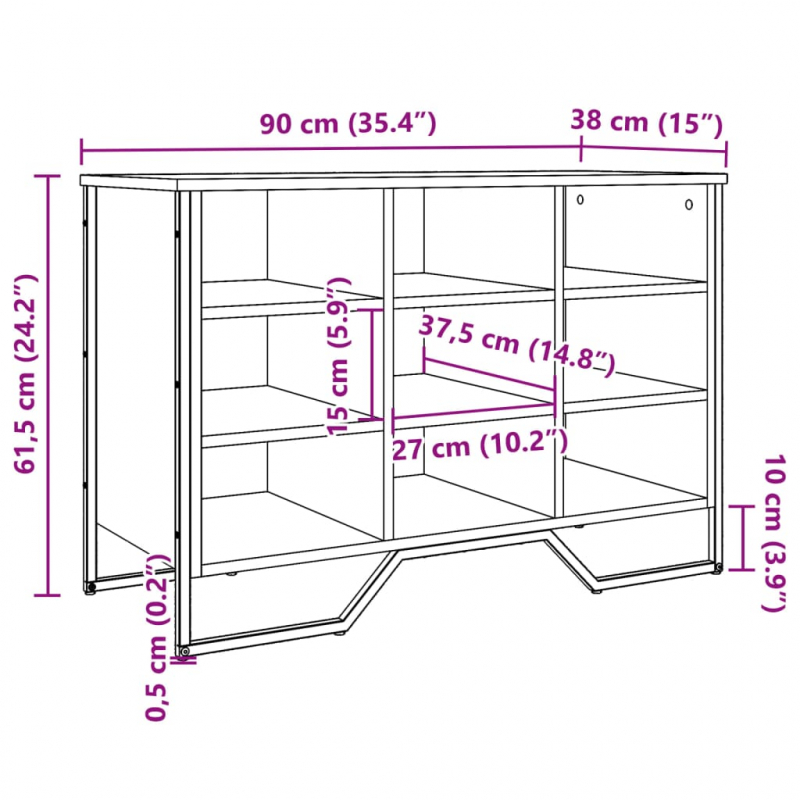 Schuhregal Grau Sonoma 90x38x61,5 cm Holzwerkstoff