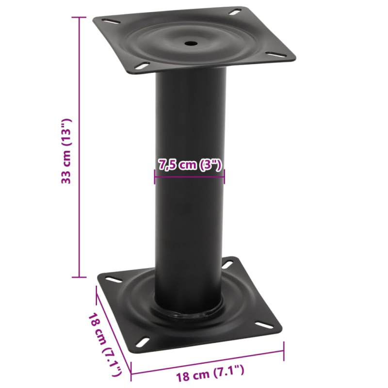 Stuhlfuß für Bootssitz Schwarz 33 cm Stahl