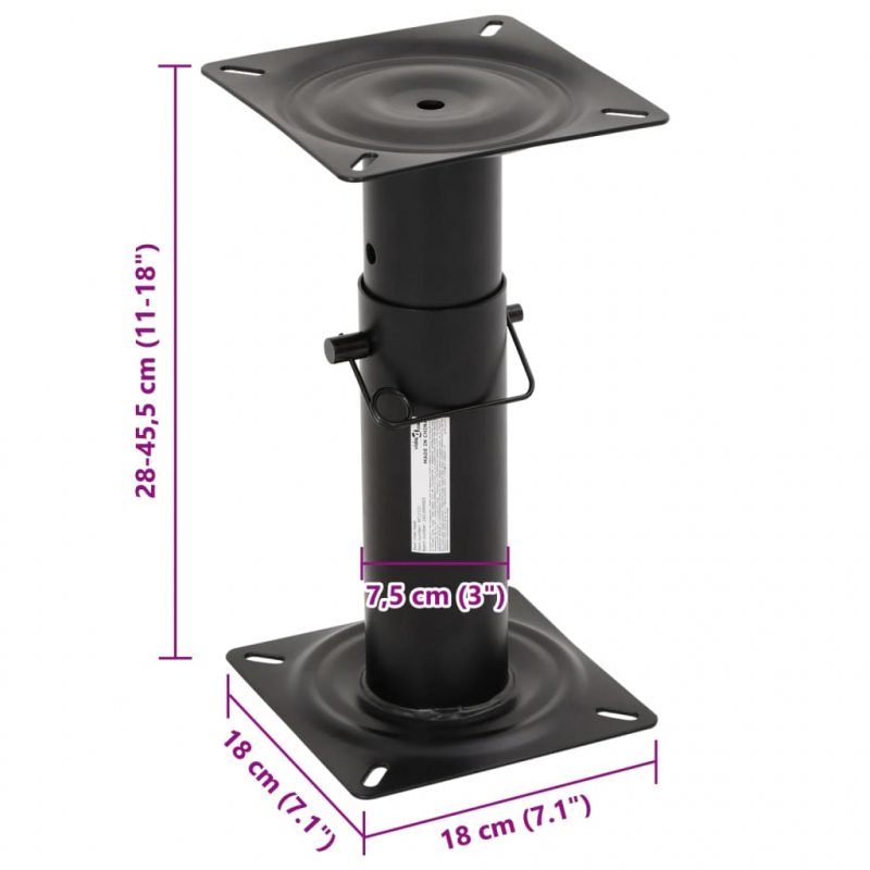 Stuhlfuß für Bootssitz Verstellbar 28-45,5 cm Stahl