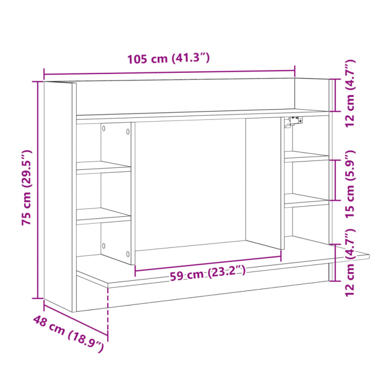 Wand-Schreibtisch Schwarz 105x48x75 cm Holzwerkstoff