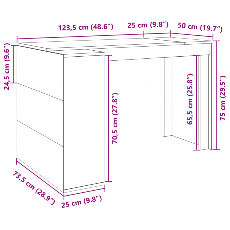 Schreibtisch Betongrau 123,5x73,5x75 cm Holzwerkstoff