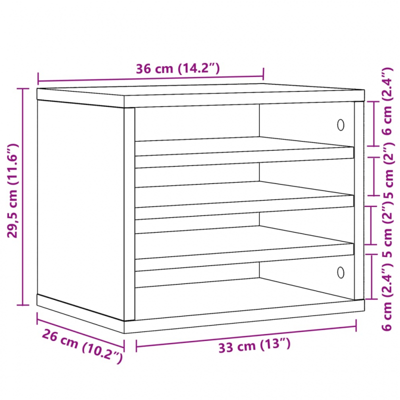 Schreibtisch-Organizer Weiß 36x26x29,5 cm Holzwerkstoff