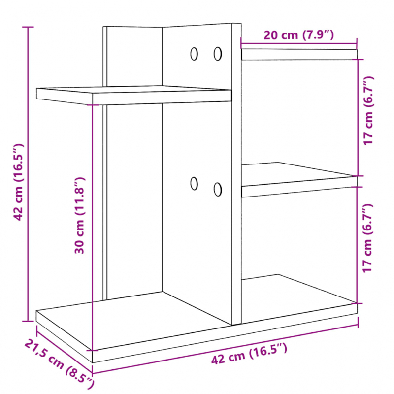 Schreibtisch-Organizer Sonoma-Eiche 42x21,5x42 cm Holzwerkstoff