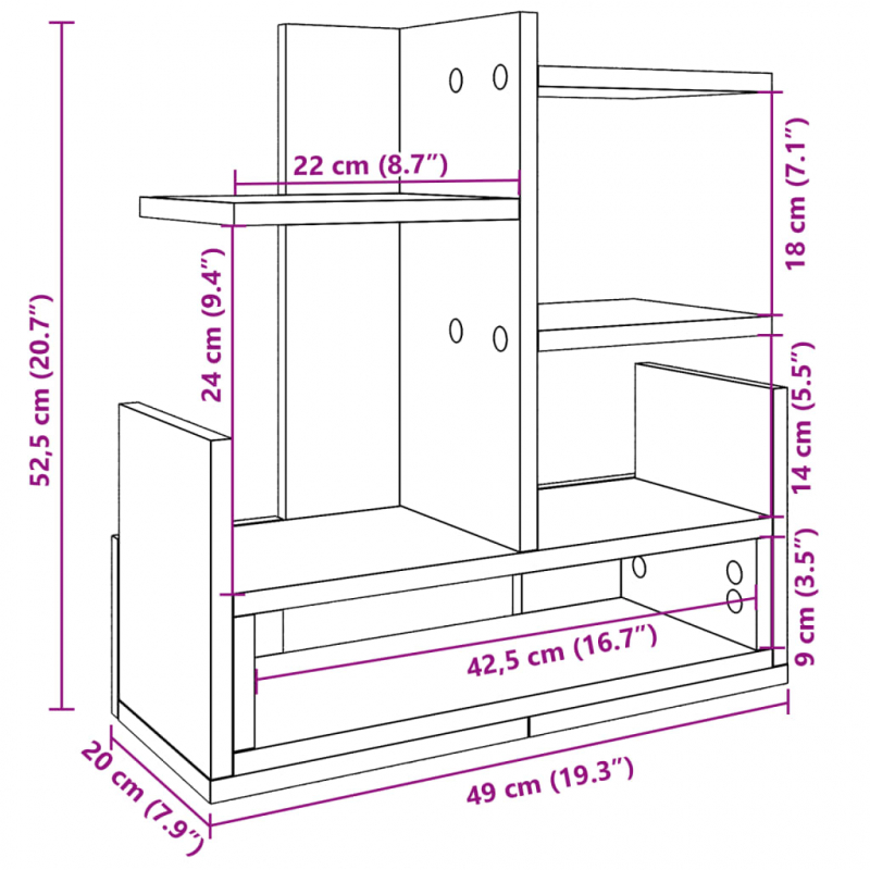 Schreibtisch-Organizer Sonoma-Eiche 49x20x52,5 cm Holzwerkstoff
