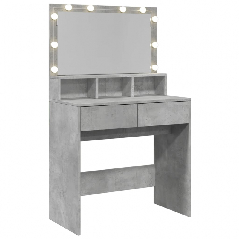 Schminktisch mit LED-Beleuchtung Betongrau 80x41x134,5 cm