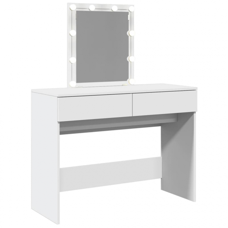 Schminktisch mit LED-Beleuchtung Weiß 100x40x130 cm