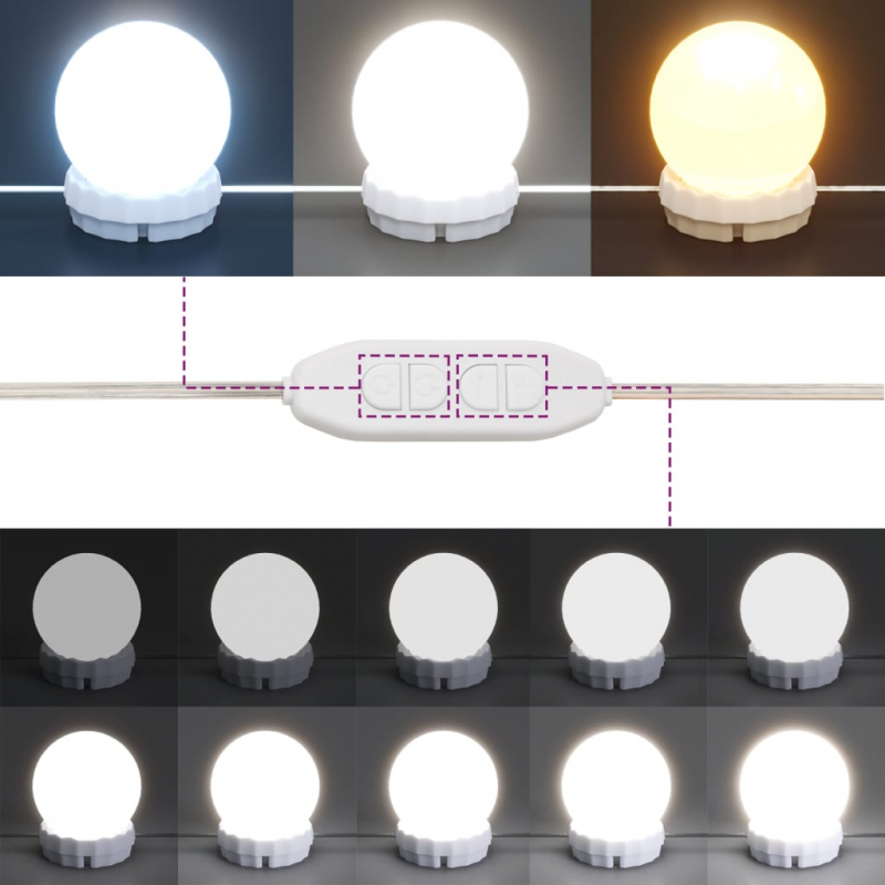 Schminktisch mit LED-Beleuchtung Räuchereiche 100x40x130 cm
