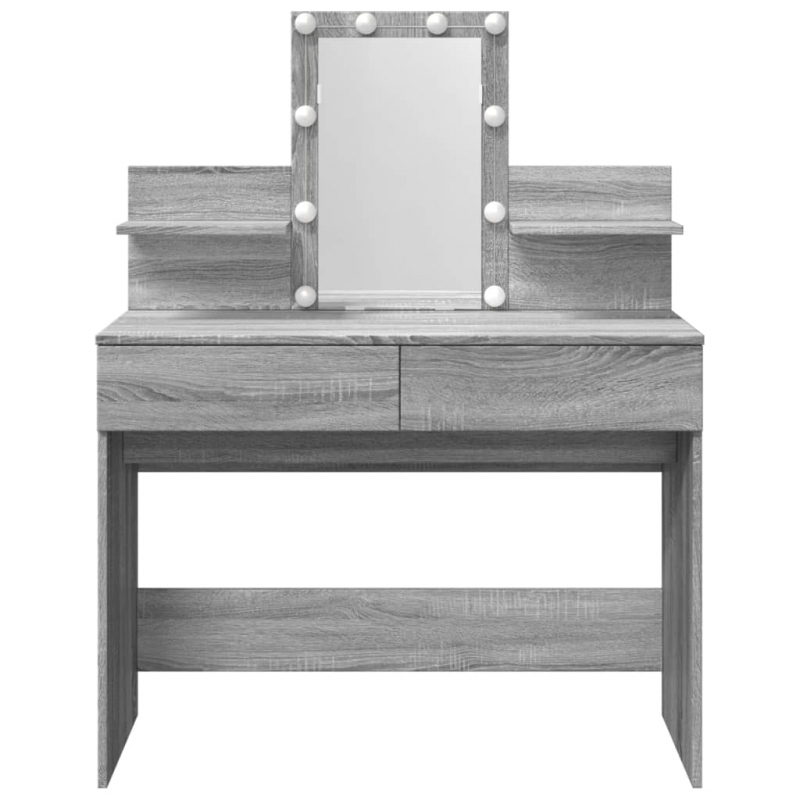 Schminktisch mit LED-Beleuchtung Grau Sonoma 100x40x130 cm