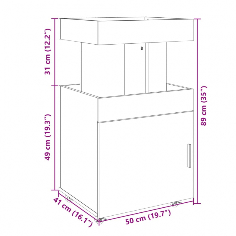 Barwagen Weiß 50x41x89 cm Holzwerkstoff