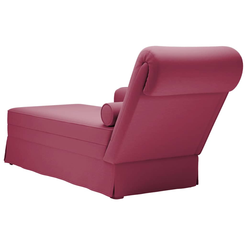 Chaiselongue mit Nackenrolle und Rechter Armlehne Weinrot Samt