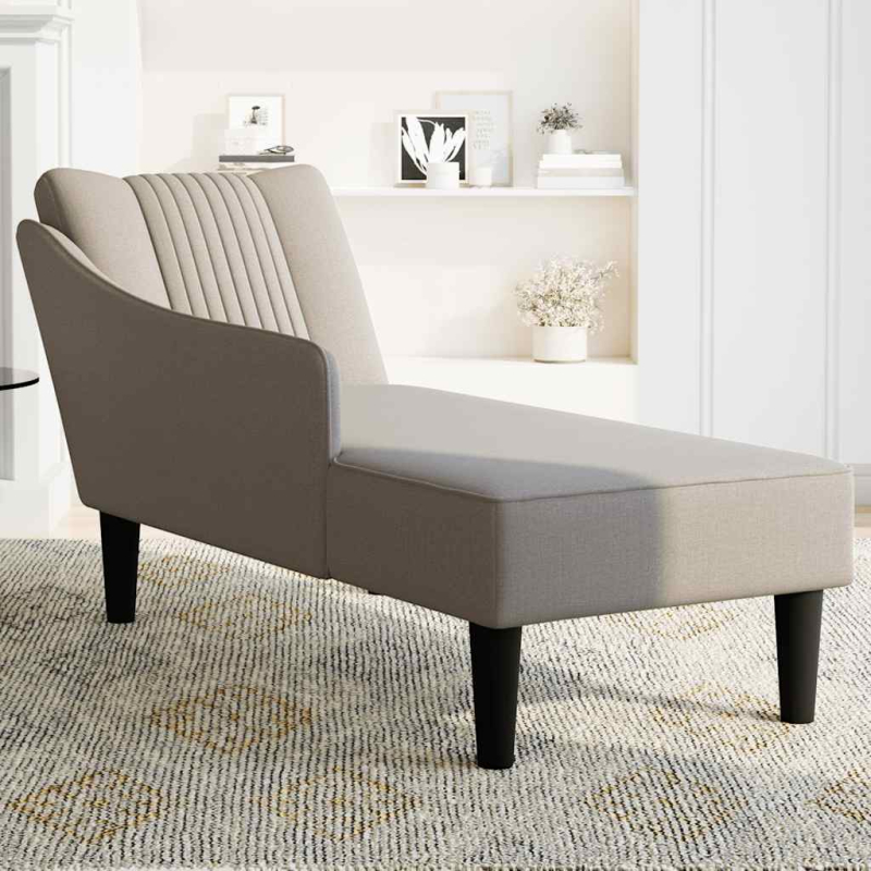 Chaiselongue mit Rechter Armlehne Taupe Stoff