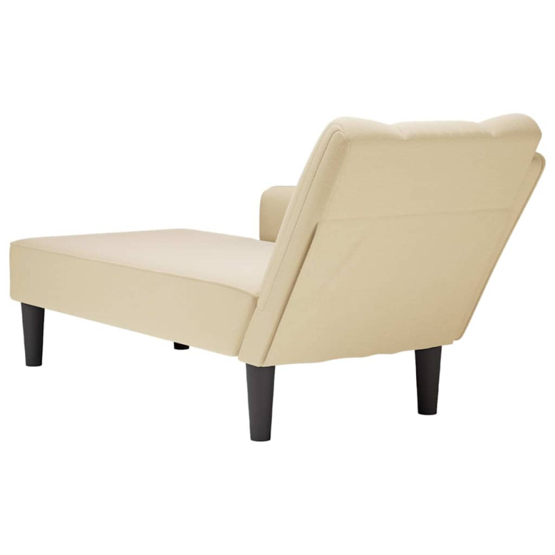 Chaiselongue mit Rechter Armlehne Creme Stoff