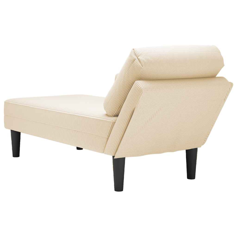 Chaiselongue mit Kissen Creme Cordstoff