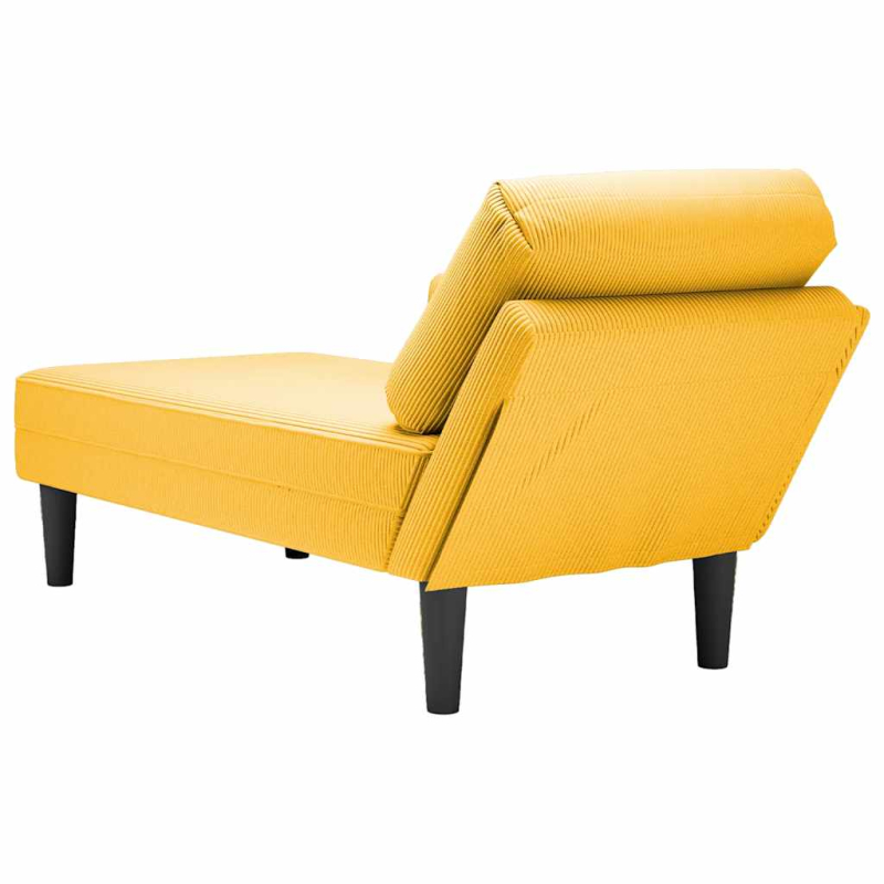 Chaiselongue mit Kissen Hellgelb Cordstoff
