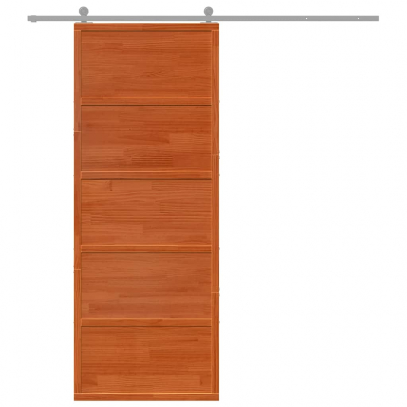 Scheunentür Wachsbraun 80x208 cm Massivholz Kiefer