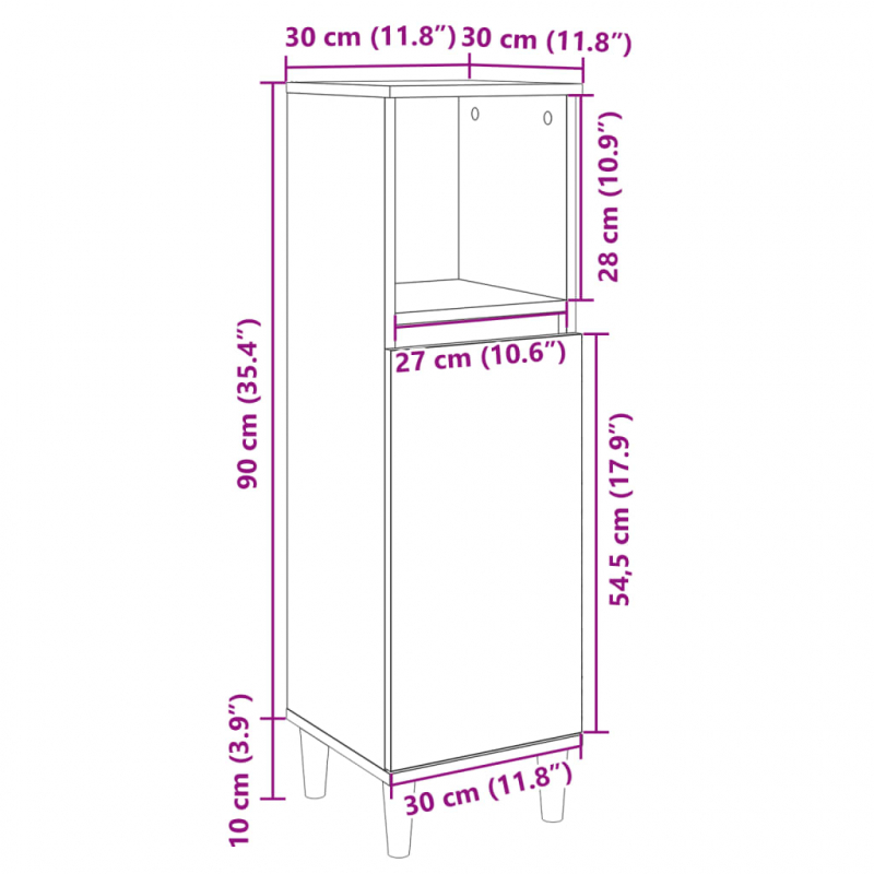 Badschrank Sonoma-Eiche 30x30x100 cm Holzwerkstoff