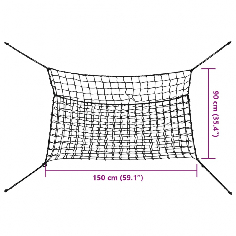 Heunetze 2 Stk. Rechteckig Schwarz 150x90 cm PP