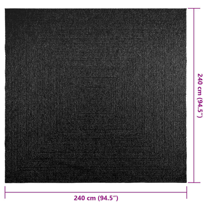 Teppich ZIZUR Anthrazit 240x240cm Jute-Optik Indoor und Outdoor