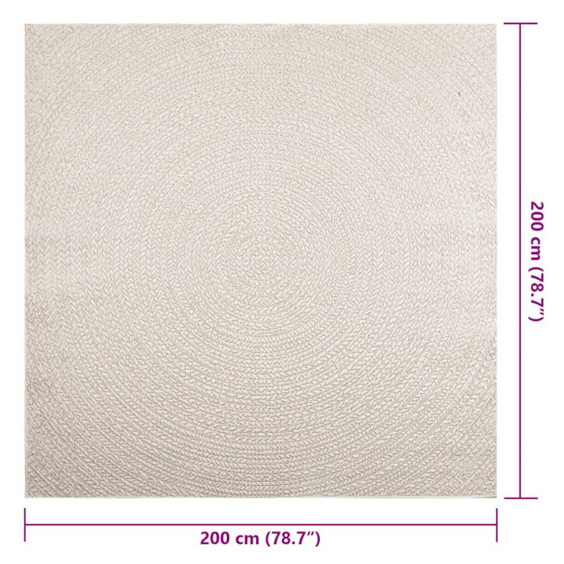 Teppich ZIZUR Creme 200x200 cm Jute-Optik Indoor und Outdoor