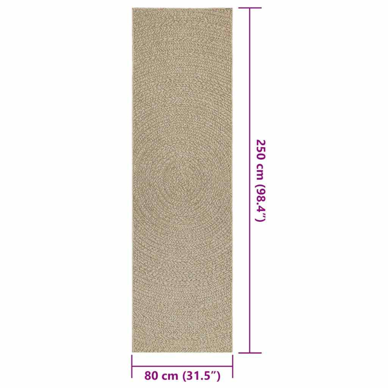 Teppich ZIZUR Beige 80x250 cm Jute-Optik Indoor und Outdoor