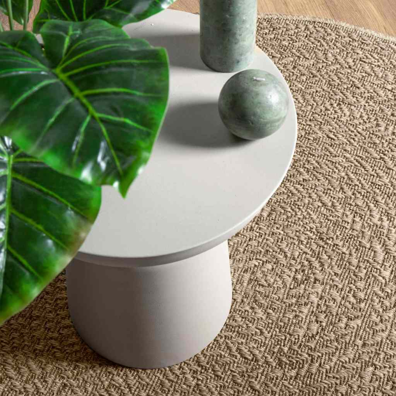 Teppich ZIZUR Beige Ø 120 cm Jute-Optik Indoor und Outdoor