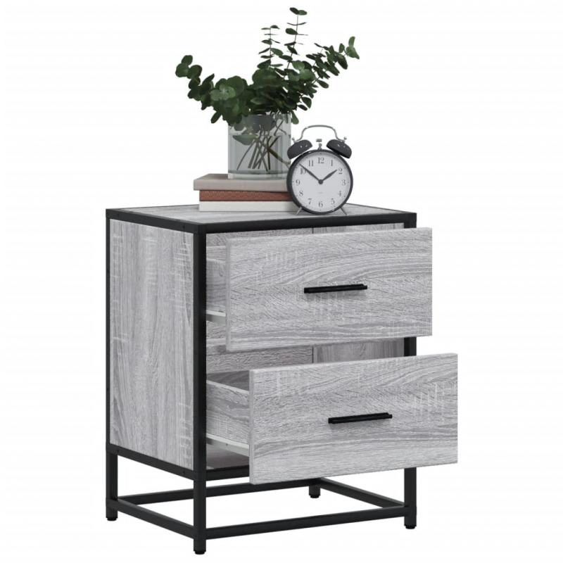 Nachttische 2 Stk. Grau Sonoma 40x31x50 cm Holzwerkstoff