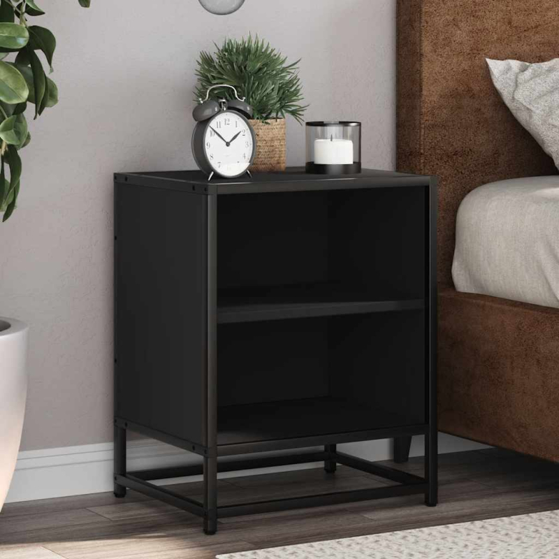 Nachttisch Schwarz 40x31x50 cm Holzwerkstoff und Metall