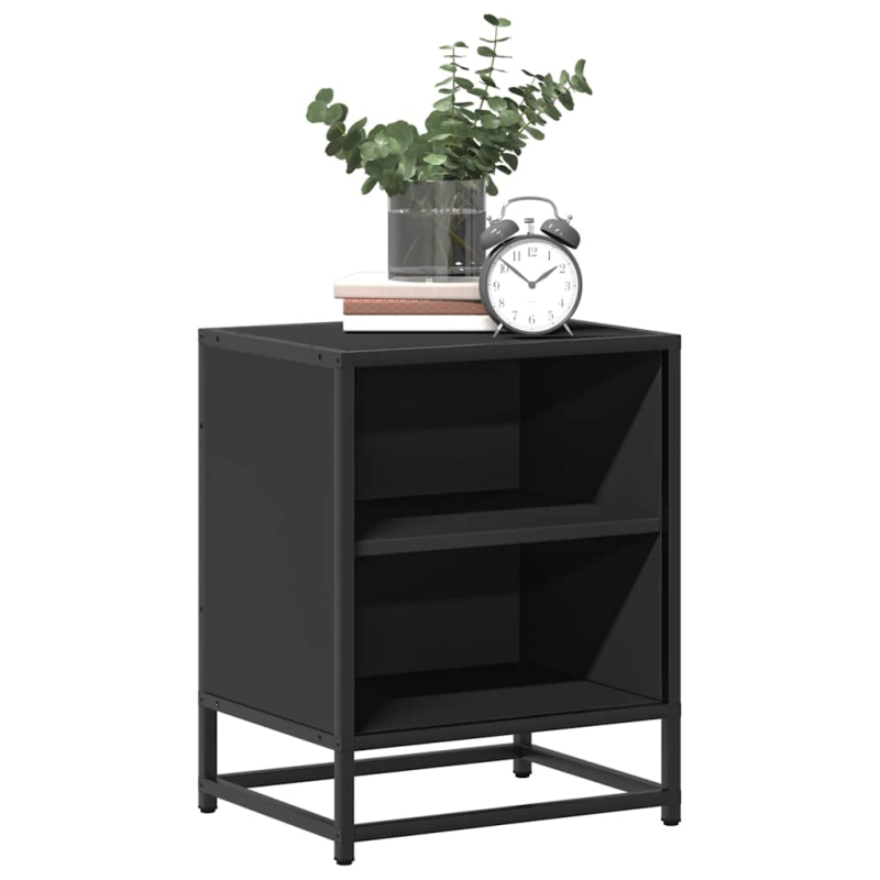 Nachttisch Schwarz 40x31x50 cm Holzwerkstoff und Metall