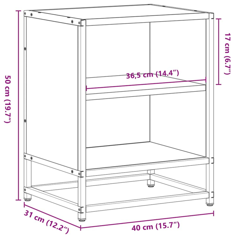 Nachttisch Sonoma-Eiche 40x31x50 cm Holzwerkstoff und Metall