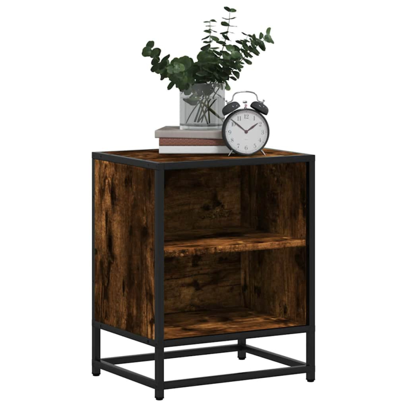Nachttische 2 Stk. Räuchereiche 40x31x50cm Holzwerkstoff Metall