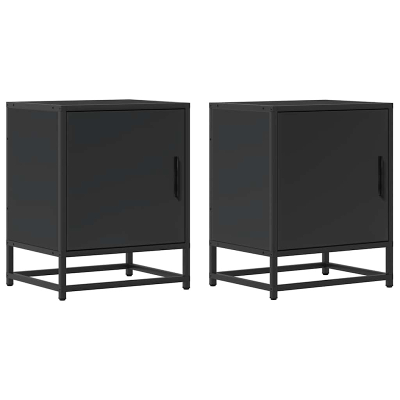 Nachttisch Schwarz 40x31x50 cm Holzwerkstoff und Metall