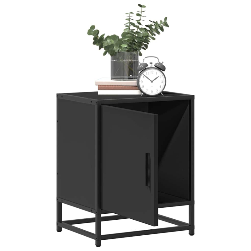 Nachttisch Schwarz 40x31x50 cm Holzwerkstoff und Metall