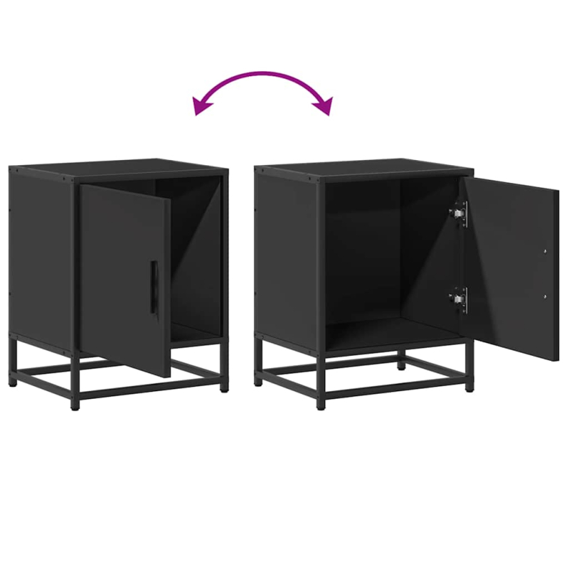 Nachttisch Schwarz 40x31x50 cm Holzwerkstoff und Metall