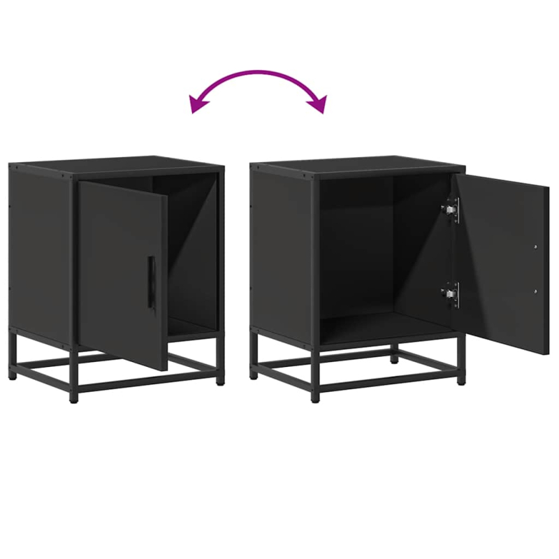 Nachttische 2 Stk. Schwarz 40x31x50 cm Holzwerkstoff und Metall