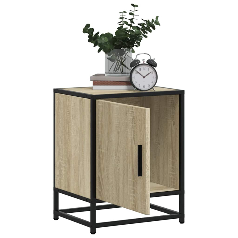 Nachttische 2 Stk. Sonoma-Eiche 40x31x50cm Holzwerkstoff Metall