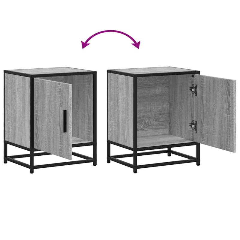 Nachttisch Grau Sonoma 40x31x50 cm Holzwerkstoff und Metall