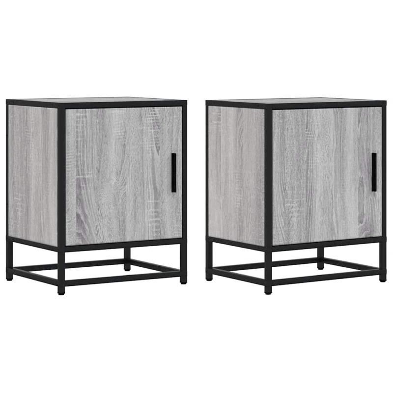 Nachttische 2 Stk. Grau Sonoma 40x31x50 cm Holzwerkstoff Metall