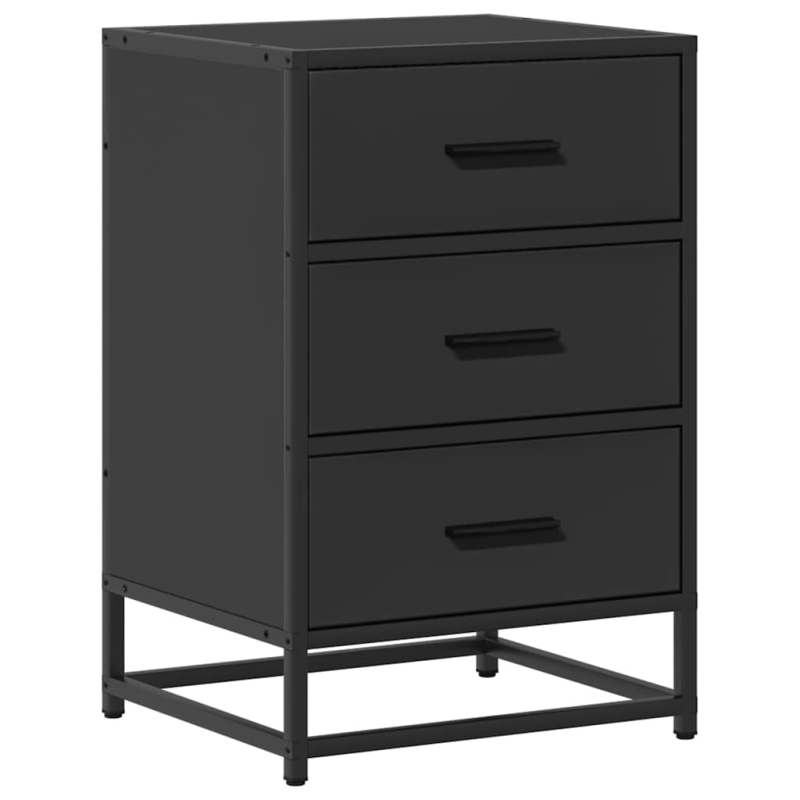 Nachttisch Schwarz 40x34,5x60 cm Holzwerkstoff und Metall