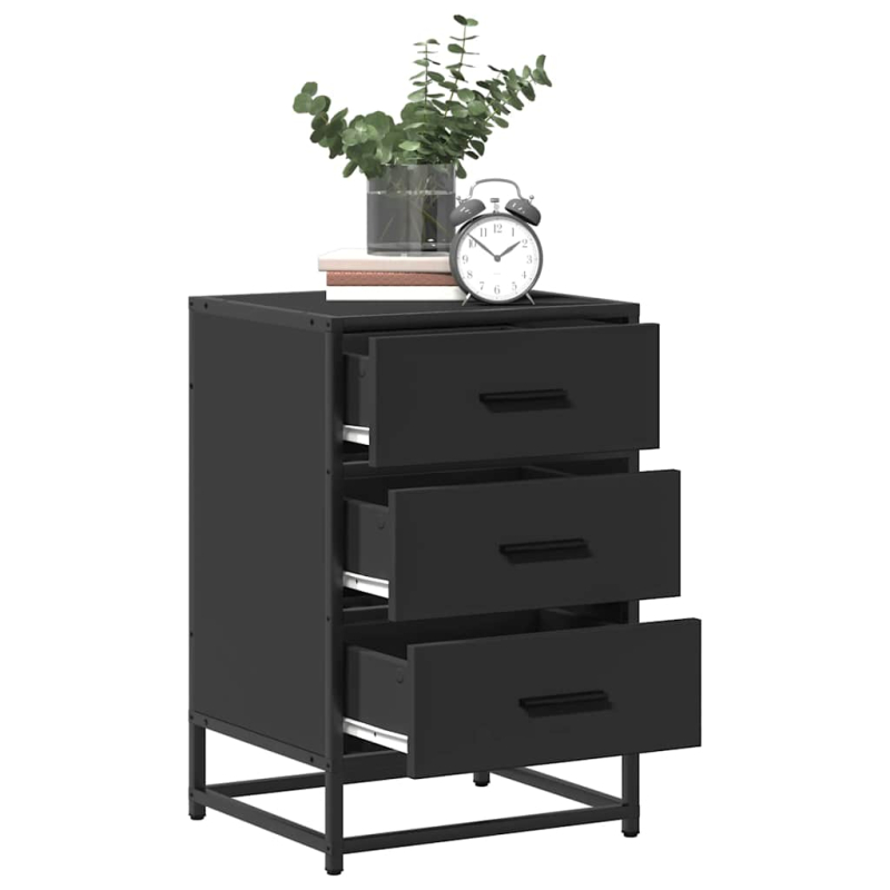 Nachttisch Schwarz 40x34,5x60 cm Holzwerkstoff und Metall