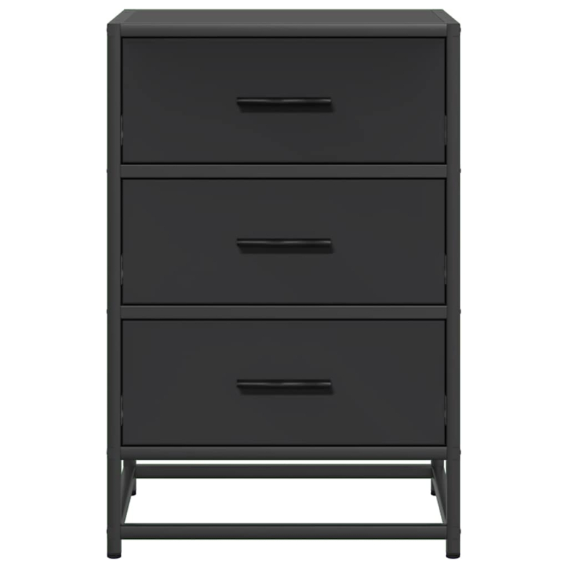 Nachttisch Schwarz 40x34,5x60 cm Holzwerkstoff und Metall