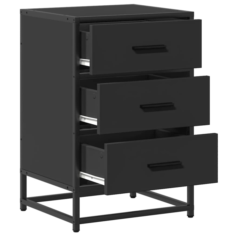 Nachttisch Schwarz 40x34,5x60 cm Holzwerkstoff und Metall