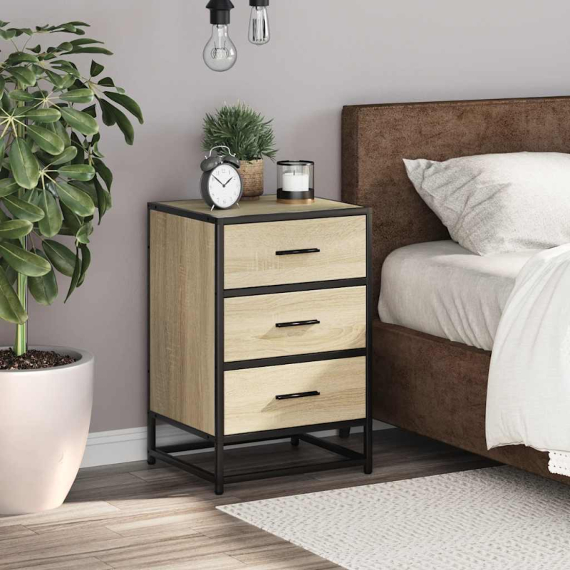 Nachttisch Sonoma-Eiche 40x34,5x60 cm Holzwerkstoff und Metall