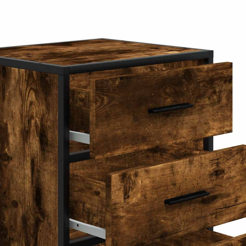 Nachttisch Räuchereiche 40x34,5x60 cm Holzwerkstoff und Metall