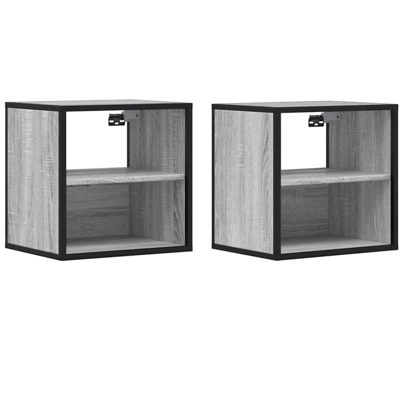 Wand-Nachttische 2 Stk. Grau Sonoma 40x31x39,5 cm