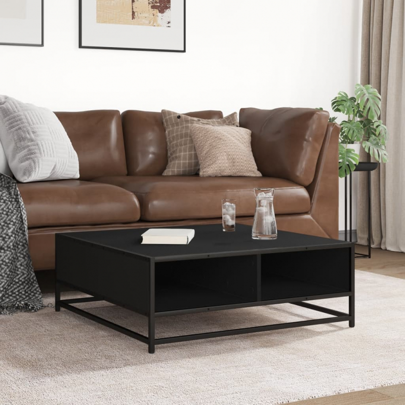 Couchtisch Schwarz 80x80x30 cm Holzwerkstoff und Metall